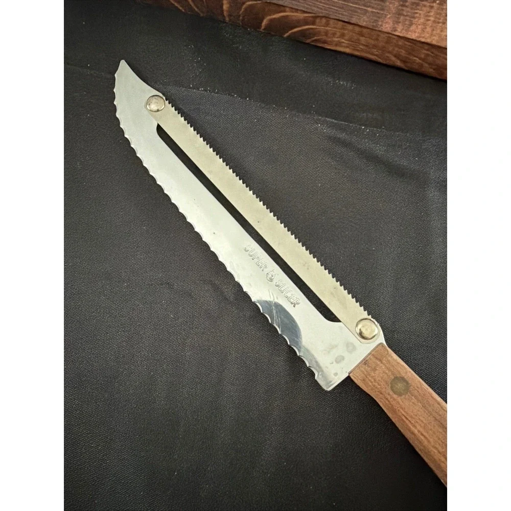 Carve-N-Saw Knife with Saw Blade Wood Handle Retro Kitchen Stainless Steel VTG